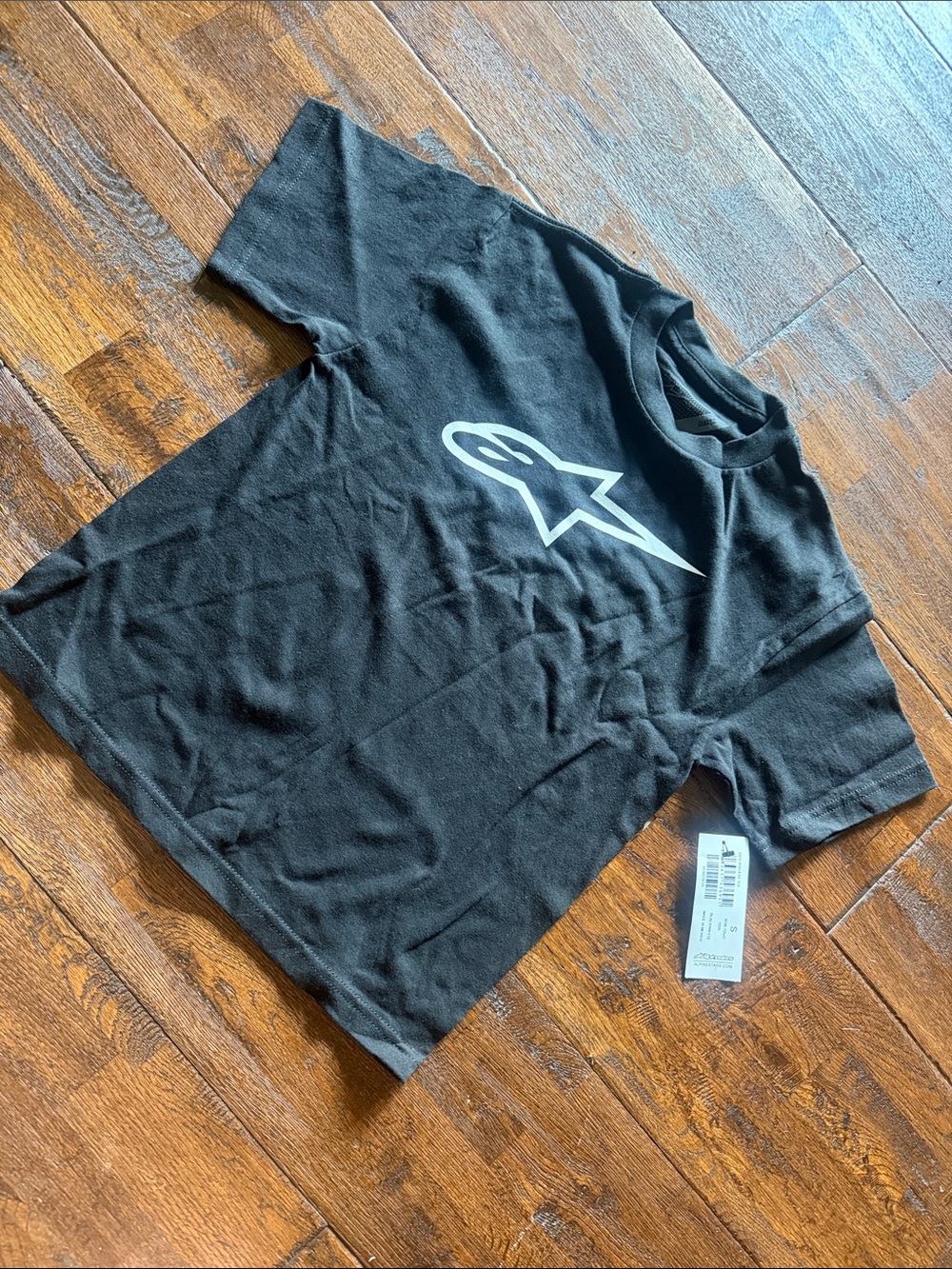 Alpinestars Black Tee with White Star Racing size Small kids